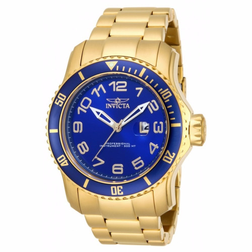 Relogio Invicta Pro Diver Plaque Ouro Fundo Azul 15347