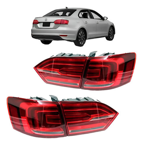 Kit Lanterna Traseira Jetta 2011 12 13 2014 Com Led 4 Peças