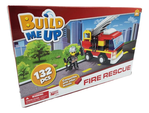 Camión De Bomberos. Bloques 132 Piezas Compatible Con Lego.