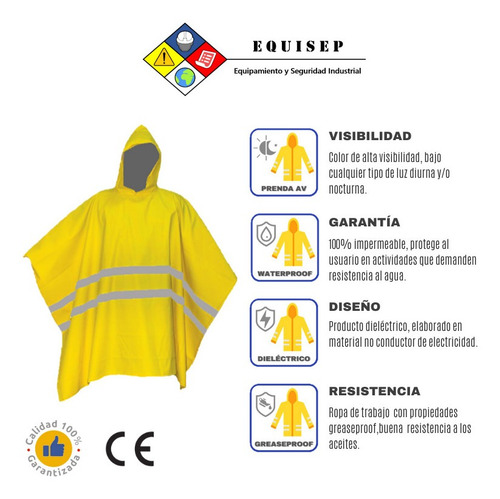 Imagen 4 de 8 de Poncho Pvc Impermeable | Con Reflectivo | Calibre 14