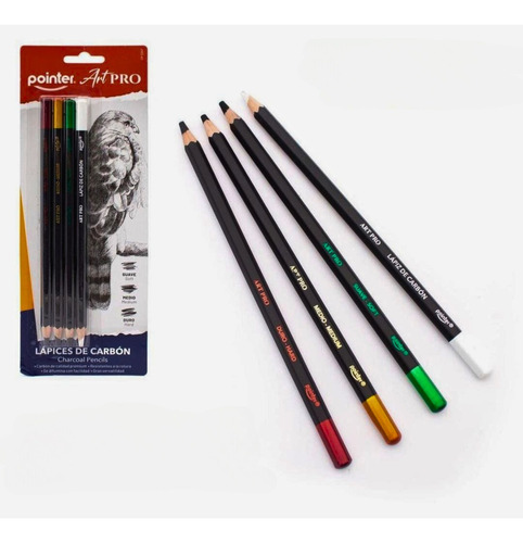 Set 4 Lápices De Dibujo De Carbón - Pointer Art Pro