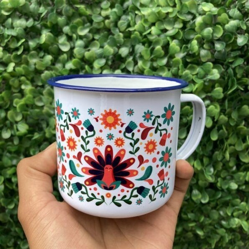 Imagen 2 de 3 de Taza Peltre Diseño Mexicano D5