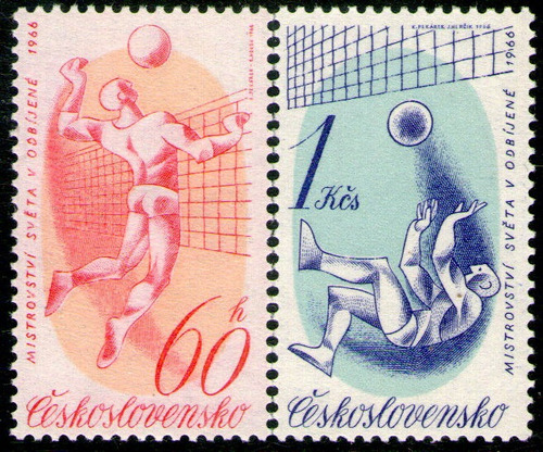 Checoslovaquia Serie X 2 Sellos Mint Mundial De Vóley 1966