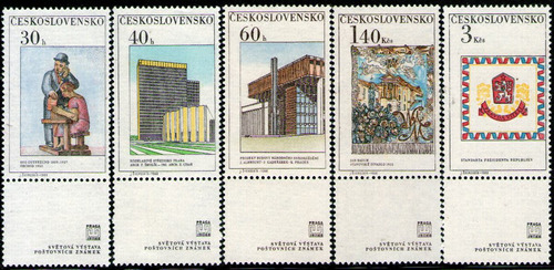 Checoslovaquia 5 Sellos Mint C/viñetas Expo Filatelia 1968