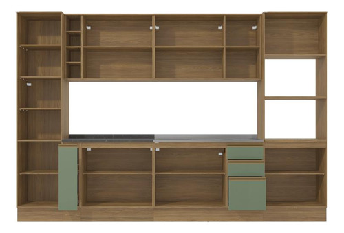 Cozinha Modulada Celeste Kappesberg 100% Mdf Verde 9 Peças