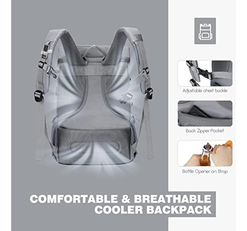 Mochila Hielera Capacidad 35 Latas Poliester Color Gris