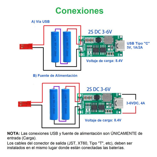 Modulo Cargador De Bateria De Litio Usb C, 8.4v, Arduino