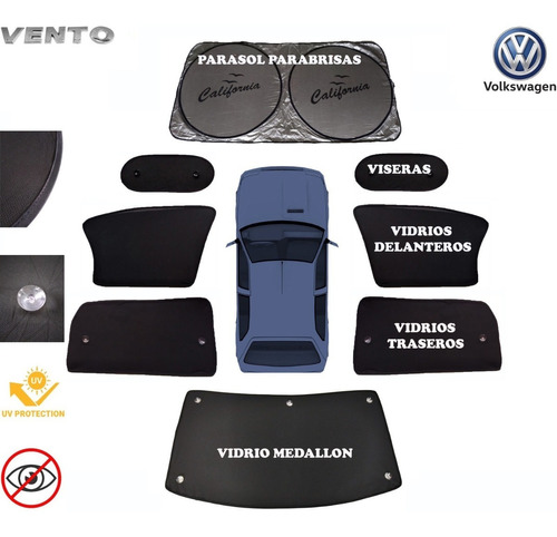 Parasol Cortinas Volkswagen Vento 2014-2022 (8 Piezas)