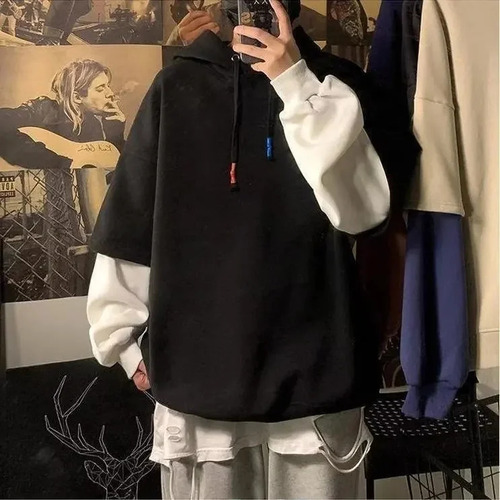 Sudadera Con Capucha Y Bloques De Color Para Hombre - Trendy