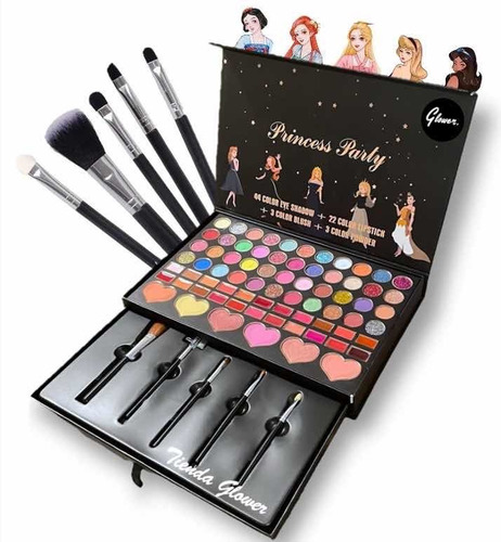 Maquillaje Infantil Niñas Maleta 73 Tonos + Set 5 Brochas