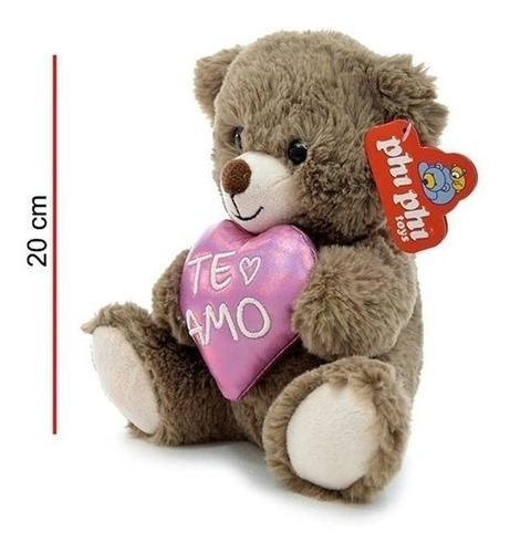 Peluche Oso Sentado Corazon Brillante 20 Cm Charko 8047