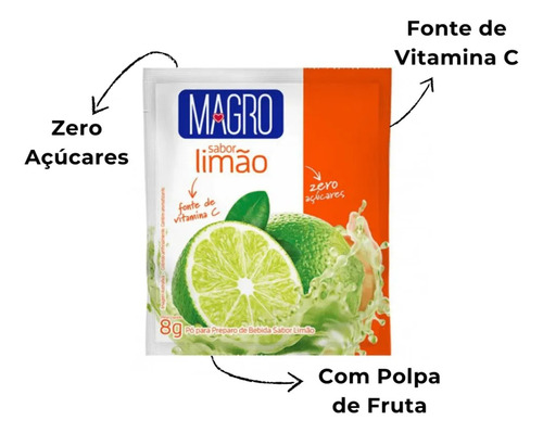 Refresco Magro Sabor Limão Zero Açúcar 15 Sachê De 8g Cada