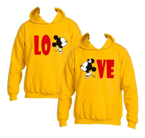 Pack Poleron Disney Mickey Love  Pareja Enamorados San Valentin Adulto Unisex