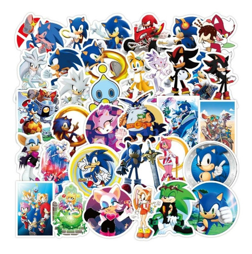 Sonic 50 Calcomanias Stickers De Pvc Vs Agua Hedgehog Sega
