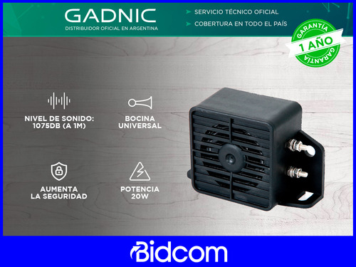 Sirena De Retroceso Gadnic Marcha Atrás 20w Bocina