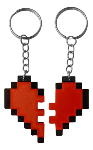 2 Llaveros Estilo Corazón Minecraft Parejas Novios Amigos