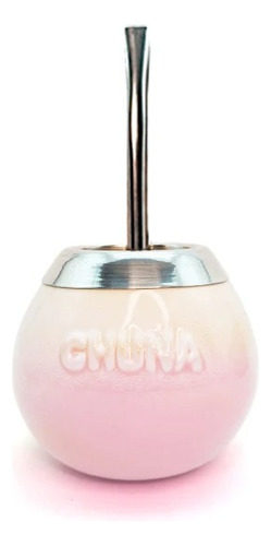 Mate Chuna Aurora Bruma Ceramica Y Acero Rosa + Bombilla