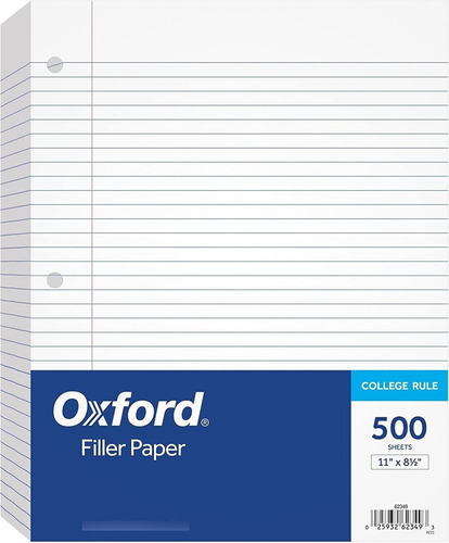 Oxford Filler Paper, 8-1/2 X 11, College Rule, 3-hole Punche