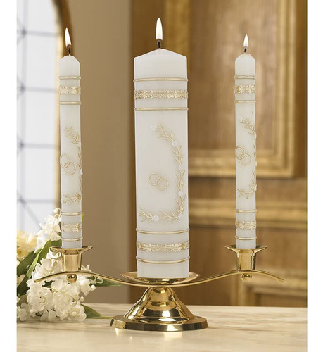 Juego De Velas De Boda Hechas A Mano 3 Piezas Flores Anillos