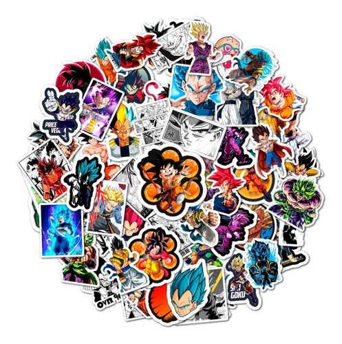 Pack 50 Stickers Adhesivo Anime Dragon Ball Z Super