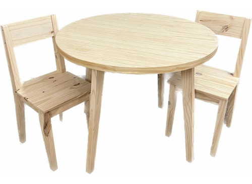 Imagen 4 de 5 de Mesa Comedor Redonda Pino Vintage 90cm + 2 Sillas Vintage
