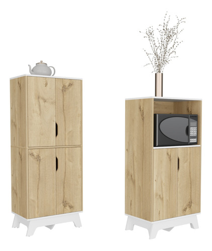 Mueble Microondas + Alacena Cocina - Bicolor Duna/blanco