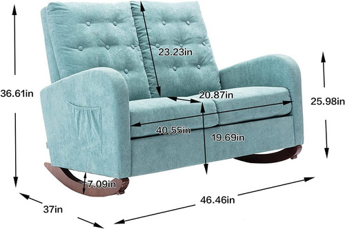 Sofa Mecedor Biplaza Tela Color Cyan Marca Ssline
