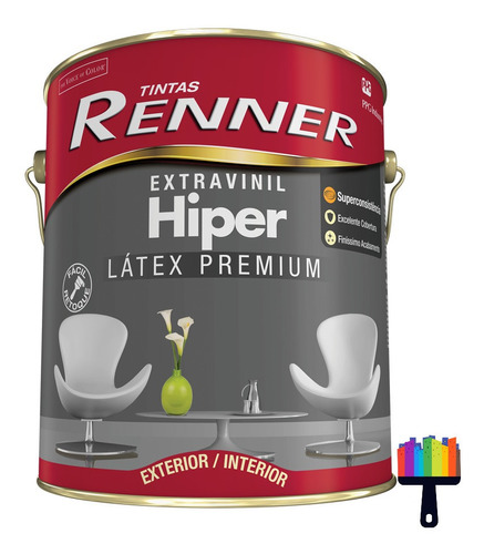 Pintura Latex Premium Hiper Renner 3,6 Lts, Ciudad Pinturas