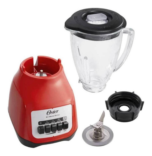 Licuadora Oster BLSTKAG-RPB 1.5 L roja con vaso de vidrio 127V