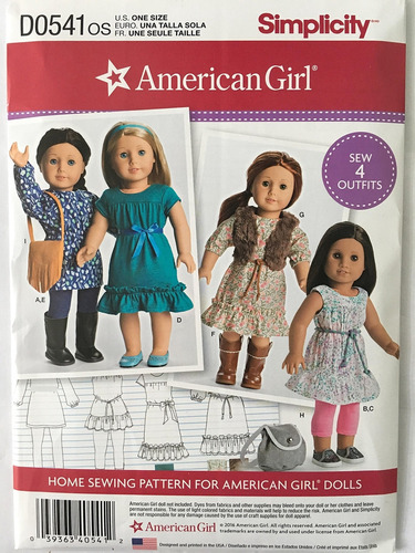 Simplicity D American Girl Ropa De Muñeca De 18