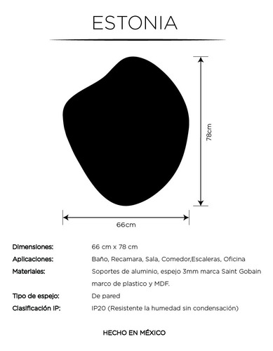 Espejo Con Marco Negro Deforme Decorativo Moderno Asimétrico