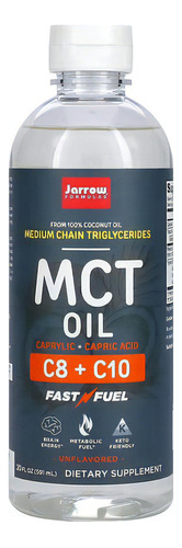 Jarrow Formulas Mct Oil 100% Aceite De Coco 20 Onzas 591 Ml Sabor Sin Sabor