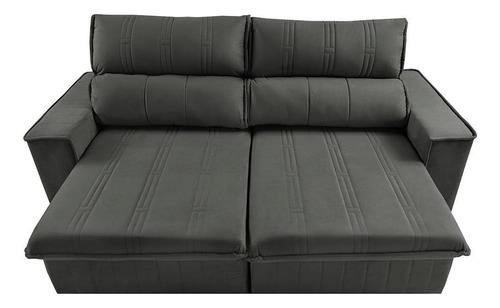 Sofá Retrátil Reclinável 2,30m Cama Inbox Flórida. Velusoft Cor Cinza