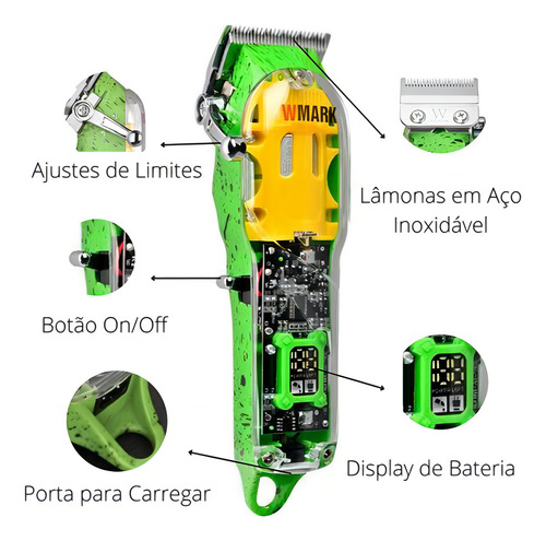 Máquina Profissional De Cortar Aparar Cabelo Wmark Ng308