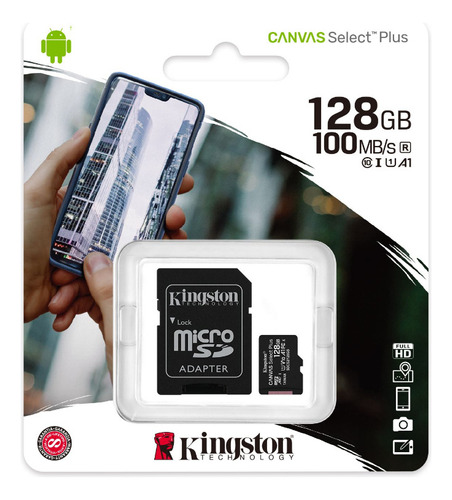 Memoria Micro Sd Kingston 128gb Canvas Select Clase 10 C/ Ad