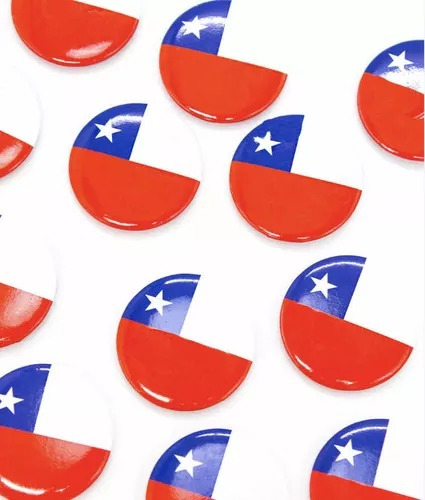 12 Chapitas Pin Con Bandera De Chile Fiestas Patrias