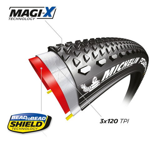 Combo Michelin Llanta Bici 700x35 Power Gr Blk Ts Tlr 424679