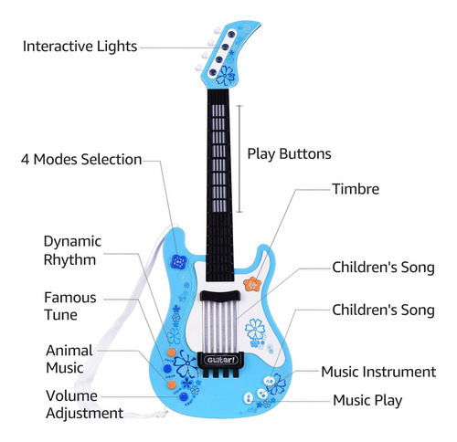 Guitarra Pequeña Para Niños Con Luces Y Sonidos Rítmicos