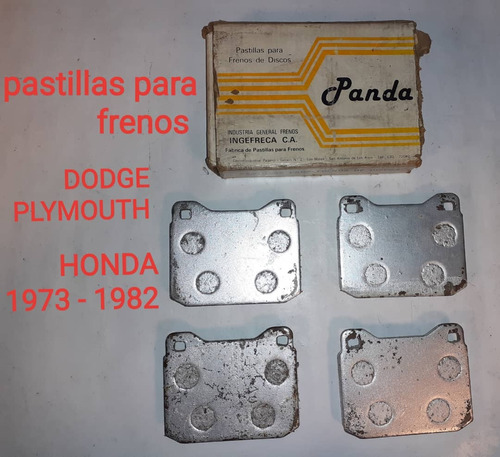 Pastillas De Frenos Dodge Plymouth/ Honda 1973/1982
