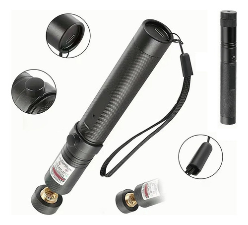 Bolígrafo Metal Con Luz Verde Y Puntero Láser Recargable Usb