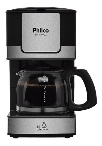 Cafeteira Philco PH16 Inox semi automática preta e prateada de filtro 127V