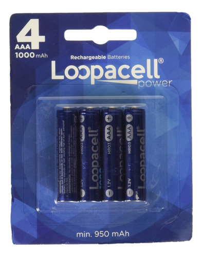 Loopacell Aaa Ni-mh 1000mah Bateria Recargable Paquete De 4