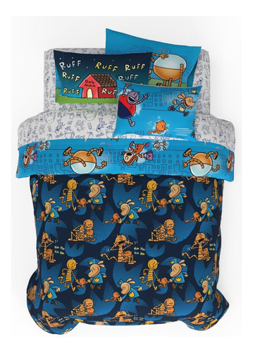 Juego De Ropa De Cama Franco Dog Man 7 Piezas Microfibra