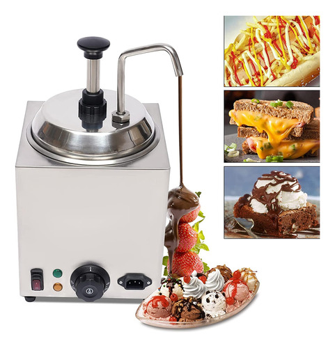 Hot Fudge Warmer Con Bomba, Dispensador De Queso Nacho Con