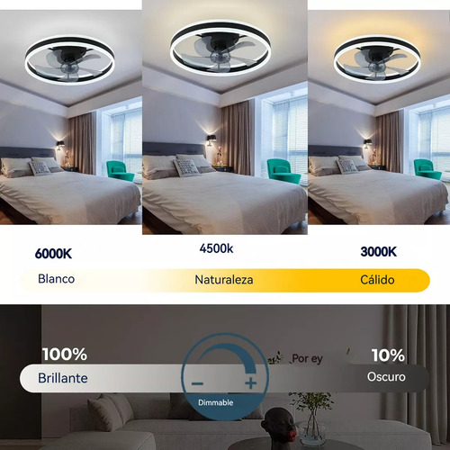 Lampara De Ventilador De Techo Moderno Con Luz Led 50cm, Control Remoto Y Voz, 5 Aspas, Motor Dc Silencioso, 3cct, 6 Velocidades, Reversible Para Interior/exterior