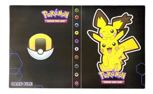 Álbum Cartas Pokemon 240 Uni Carpeta Pikachu Y Eevee Black