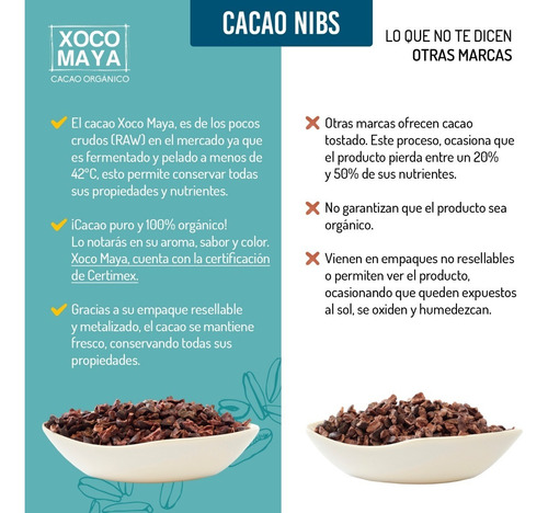 Imagen 4 de 6 de Nibs De Cacao Orgánico Crudo 200 Gr Xoco Maya