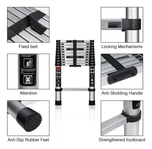 Portable Telescopic Aluminum Telescopic Ladder 2m