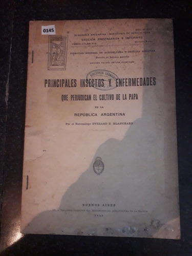 Libro Principales Insectos Y Enfermedades Cultivó Papa 1929