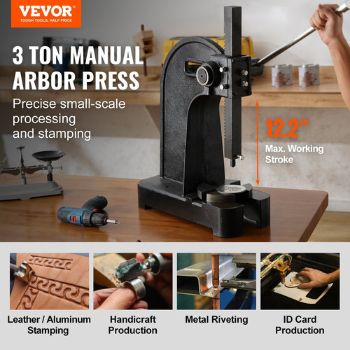 Prensa De Árbol Manual De 3 Toneladas, Altura Máxima 12.2''
